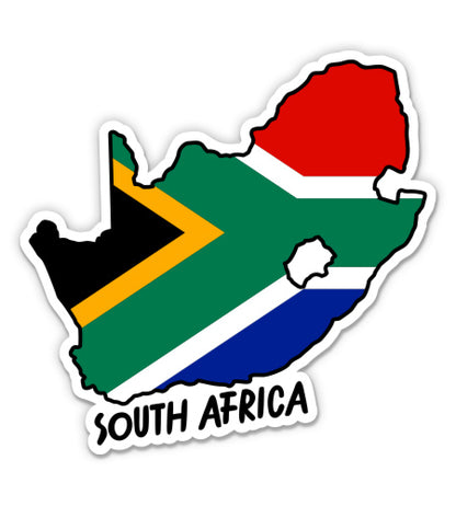 South Africa Map with Flag Sticker