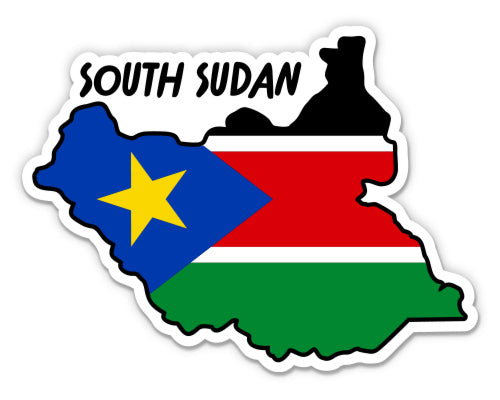 South Sudan Map with Flag Sticker