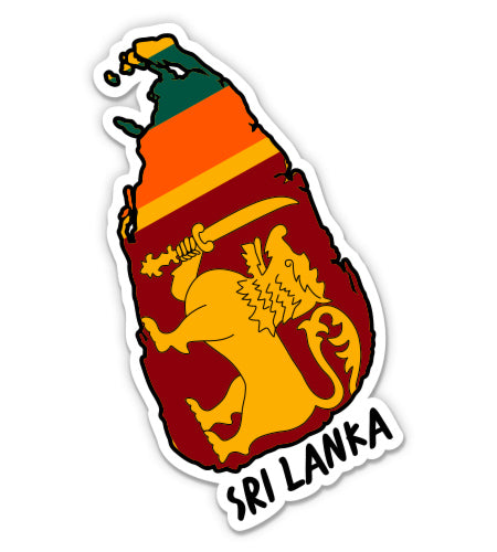 Sri Lanka Map with Flag Sticker