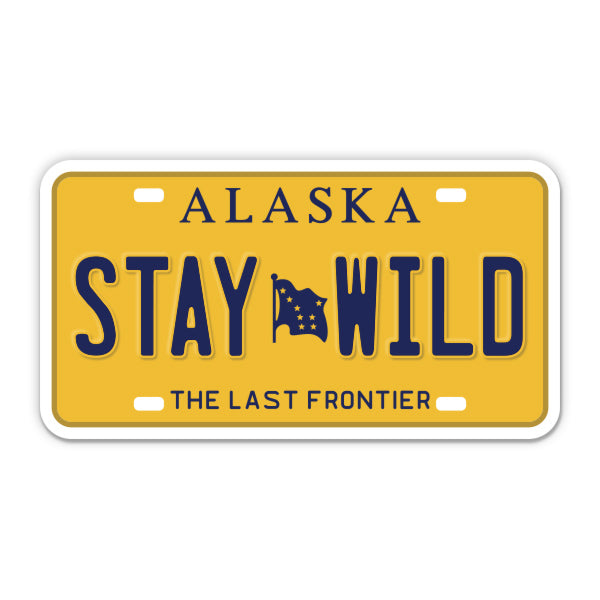 Stay Wild Alaska License Plate Style Sticker