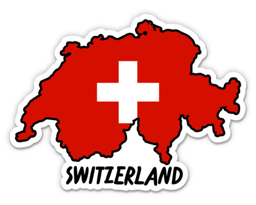 Switzerland Map with Flag Sticker