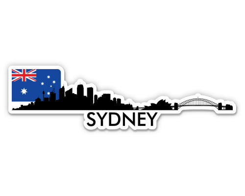 Sydney Australia Skyline with Australian Flag Sticker