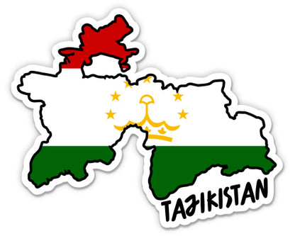 Tajikistan Map with Flag Sticker