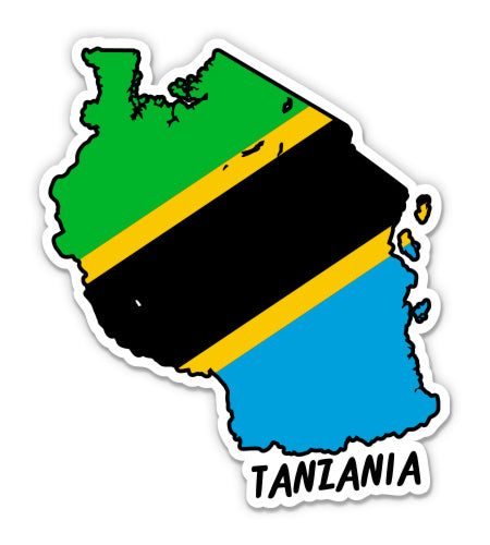 Tanzania Map with Flag Sticker