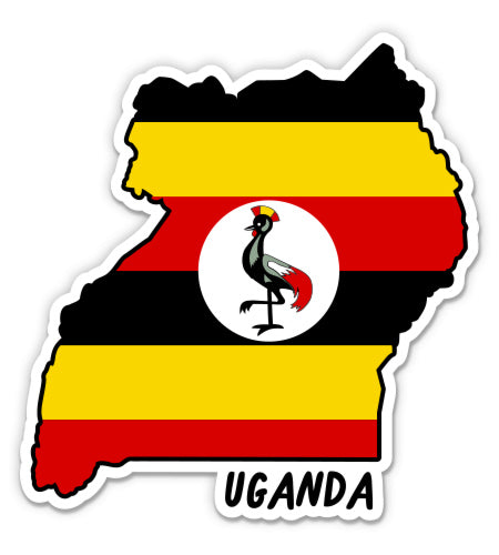 Uganda Map with Flag Sticker