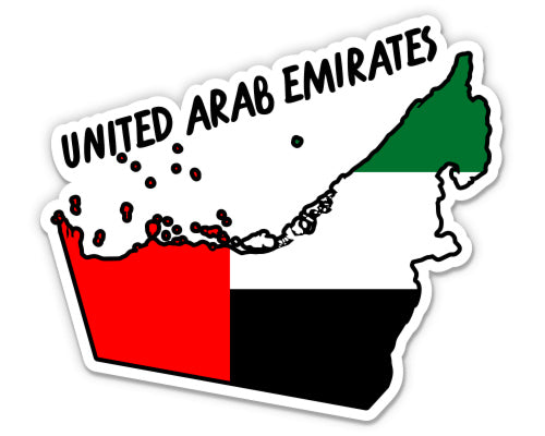 United Arab Emirates Map with Flag Sticker