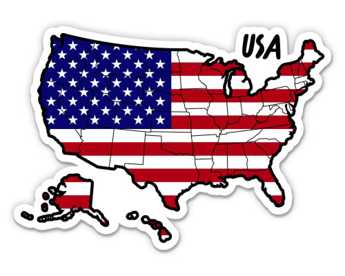 USA Map with Flag Sticker