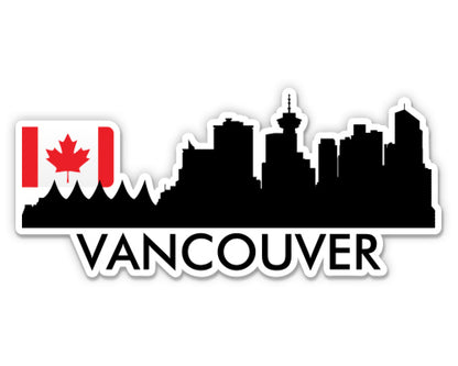 Vancouver Canada Skyline with Canadian Flag Sticker