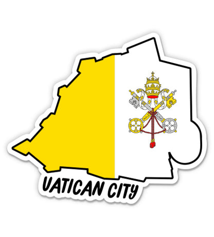 Vatican City Map with Flag Sticker