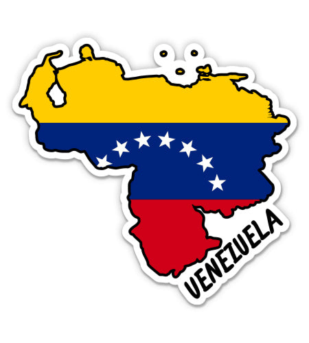 Venezuela Map with Flag Sticker