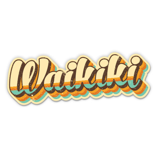 Waikiki Hawaii Oahu Retro Surf Style Sticker