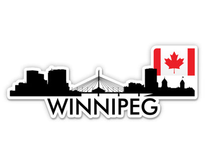 Winnipeg Canada Skyline with Canadian Flag Sticker