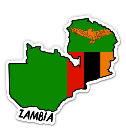 Zambia Map with Flag Sticker